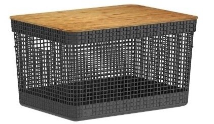 CESTO GRID COM TAMPA BAMBU