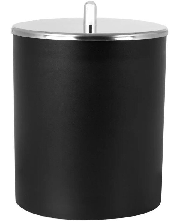 LIXEIRA PRETA COM TAMPA INOX